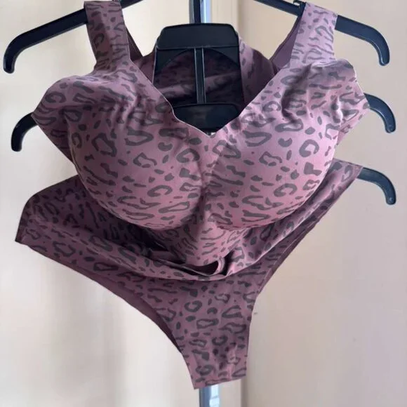 2PCs/Set Leopard Print Seamless Casual Lingerie Set Classic Animal Print - Picture 4 of 9